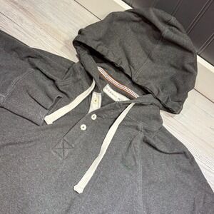The Normal Brand Men's SZ L 1/4 Button Hoodie Dark Grey Stretch Cotton Hoodie